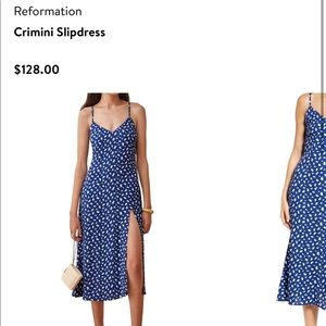 Reformation Crimini Dress Blue Elegant vacation dress